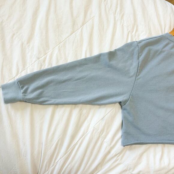 All Fenix Camila Cropped Sweatshirt Women’s Small Light Blue Long Sleeve Cotton - Picture 6 of 7